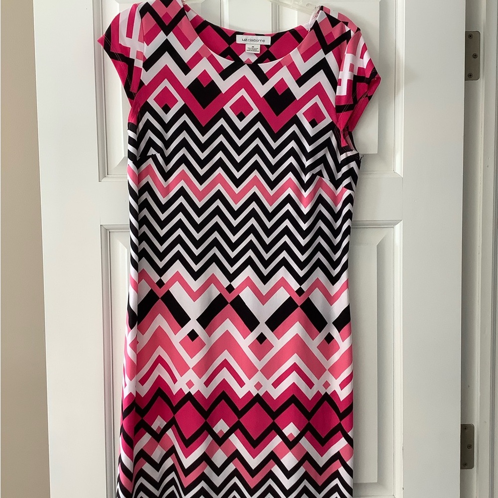 Liz Claiborne Pink and Black Zigzag Mini Dress